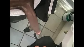 Playing with Co worker in the bathroom