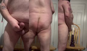 Once more for the big monster chubby piggy gets stuffed raw