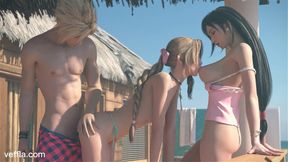 Cloud Fucks Aerith and Tifa Hard - Epic Final Fantasy Threesome Hentai with Creampie Gangbang 3D Animation