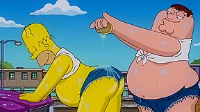 Homer Simpson And Peter Griffin Sexy Car Wash