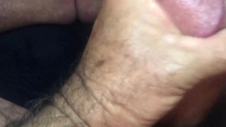 Daddy jack tugs and pulls until he unloads a creamy river of cum