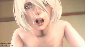 2B Rocks Different Outfits in Blowjob and Cumshot Compilation