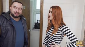 For cash cuck permits hunter to fuck red-haired GF in restroom