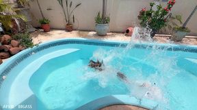 kinky mary gets wild in the pool: pee play, girl kissing, oral & wet threesome