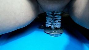 Filthy BBW wife of mine penetrates her puffy snatch with toilet brush