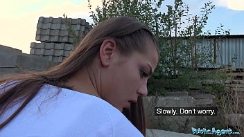 European MILF performs POV blowjob in public for cash
