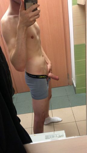 Playing with my big white cut cock