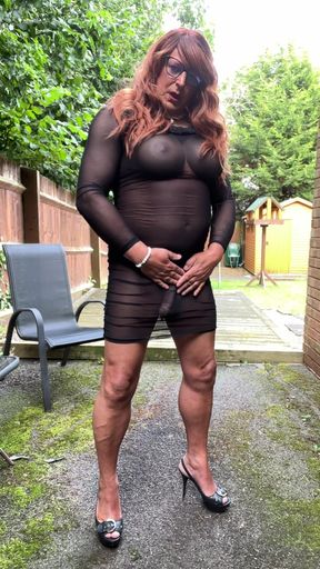 Sexy Crossdresser Kellycd2022 in Black Sexy See Thru Dress and Heels