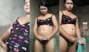 Filipina shemale jacks off big cock with toy until cum gushes everywhere