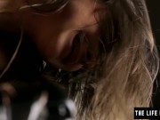 Beautiful sweaty teen humping an exercise bike seat.
