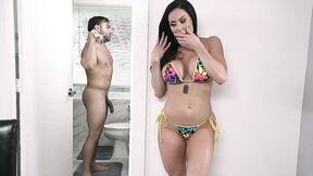 Amazing COUGAR Kendra Lust Voyeurs Huge Dick in Bathroom & then fucks it