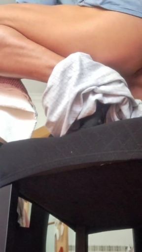 Hotsportfitboy Big Cock Solo: Sexy Pajama Strip &amp; Chair Jerk Off to Cumshot   Clip 1