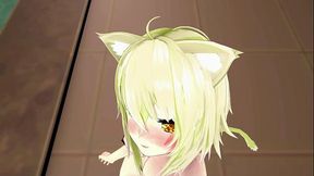 Nekomata Okayu Hentai Dance Hololive Underwear Cat Girl Mmd 3D Blonde Hair