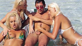 One Horny Beachcomber Gets Seduced by Three Hot Blondes