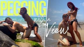 Pegging in the beach and exhibitionism