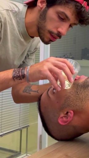 Sexy Middle Eastern Guy DOMINATES and HUMILIATES inexperienced Sub- spit roast , deep throat training , piss drinking   Clip 1