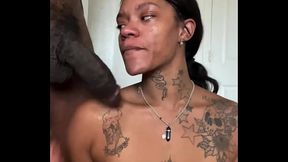 Sexy chick does interview then deep throats BBC full video!