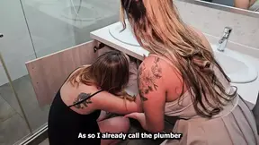 Plumber gives his job to lesbian couple who want to try a cock on their anniversary