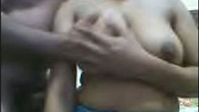 Perverted shameless amateur Indian wifey flashes her big boobies