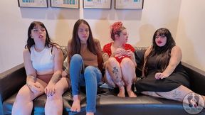 four girls chewing gum fetish together sfw 4k