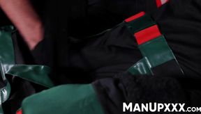 Restrained Gio Carrera eagerly obeys to his perv captor Marco Lorenzo