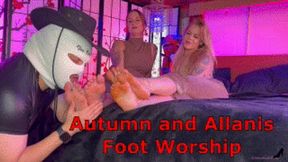 Autumn Bodell And Alanis Foot Worship - FemDom Foot Slave Training With Foot Smelling, Toe Sucking, Sole Licking, Wrinkled Soles, And Foot Gagging MOBILE