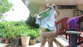 Out doors drying off after my hosing lol and putting on a sun dress while you watch! Thanks have a great weekend!
