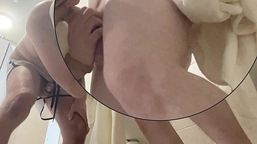 Amateur twink boy and older guy caught having fun in the pool's public toilets - FULL VERSION