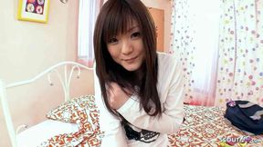 Tiny Japanese sis caught jilling off, gives first POV blowjob