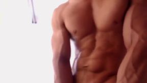 Super vascular muscle model flexes naked - no cum shot