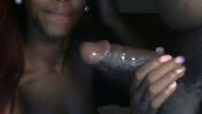 Redheaded ebony giving a fantastic hardcore blowjob