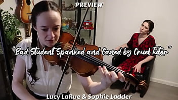 Bad Student Spanked and Caned by Cruel Tutor Sophie Ladder