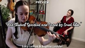 Bad Student Spanked and Caned by Cruel Tutor Sophie Ladder