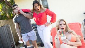 COUGAR'S BOY Stepmum understands why Stepson can't concentrate next to the titty prof