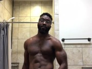 Stroking my BBC in the gym bathroom (w/ cumshot!)