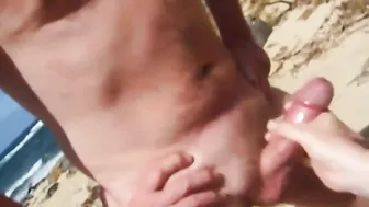 Amateur Big Cock Handjob on a Public Beach