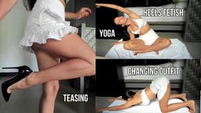 Breath practice, yoga, teasing, changing outfit, having coffee - live stream