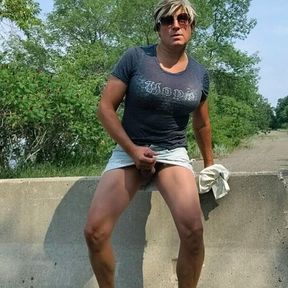 CD public walking along sidewalk masturbate