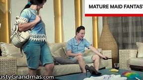 Hot Maid Pounded Hard and Facialed by Mature Stud
