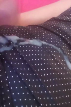 Leatransteen masturbate and cum in a black satin Jumpsuit