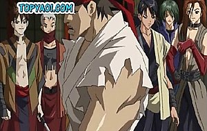A group of honey gay anime studs in gangbang action
