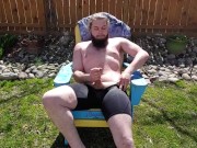 Pissing on my self like a fountain and cumming on my spandex beiefs