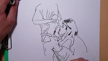 Can I draw a blowjob? I&#039_ll try, see what happens. erotic artist at work