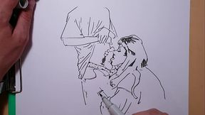 Can I draw a blowjob? I'_ll try, see what happens. erotic artist at work