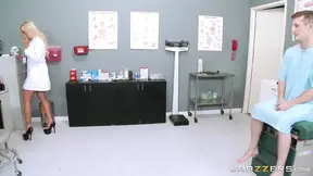 Busty doctor Nina Elle enjoys a titty fuck and sex with patient Brick Danger