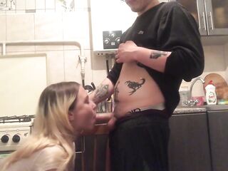 DATEZONE - Amateur blond blows and gets banged doggy style in the kitchen