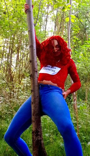 Demonic bitch gets horny in the forest