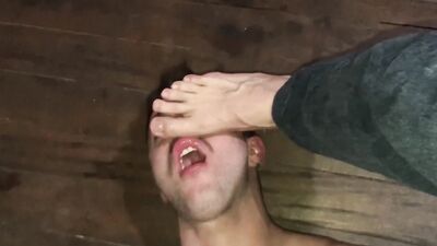 Kinky dude smells some feet before having a hard cock up his ass