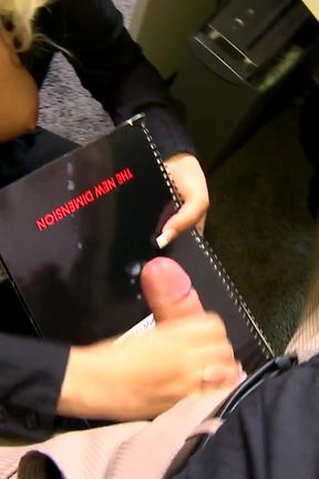 Horny babe collects cumshots from office to office