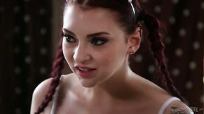 Yummy babe with pigtails Amber Ivy is having passionate sex with her new lover